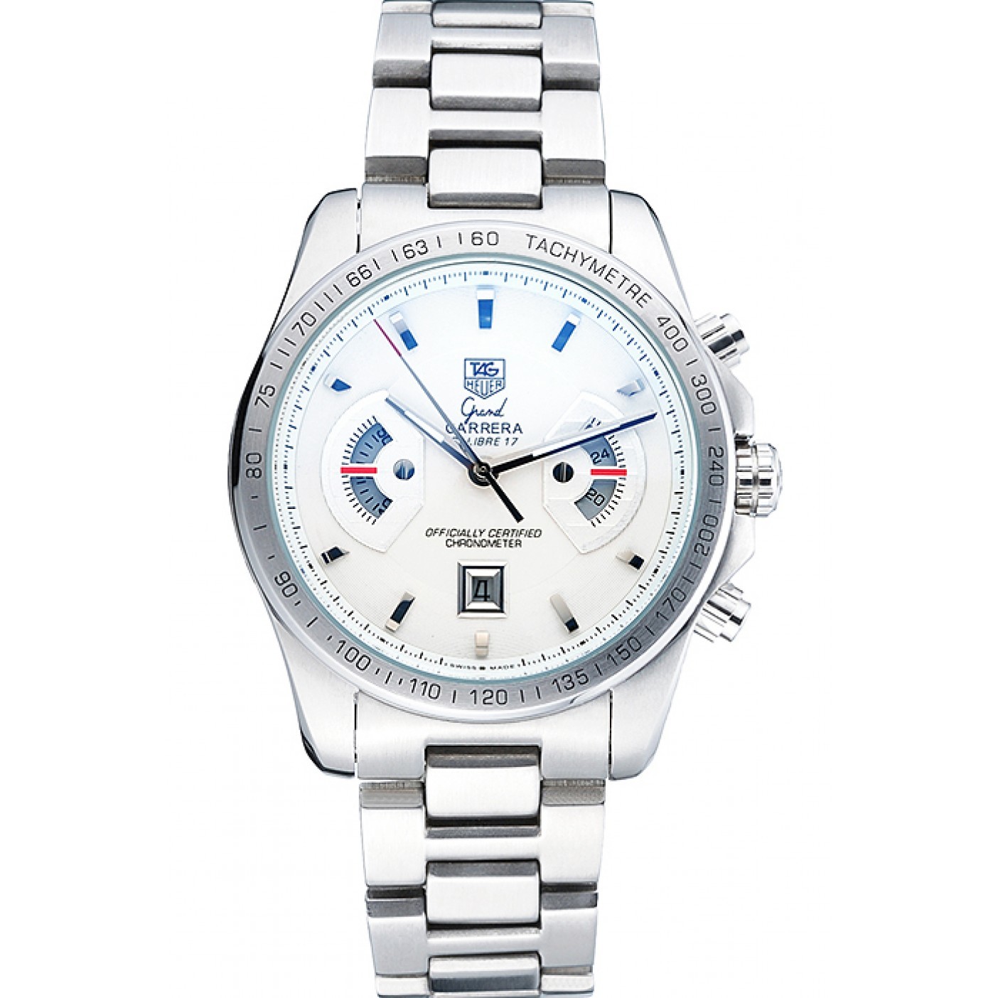 Tag Heuer Grand Carrera Stainless Steel Bracelet White Dial 801437